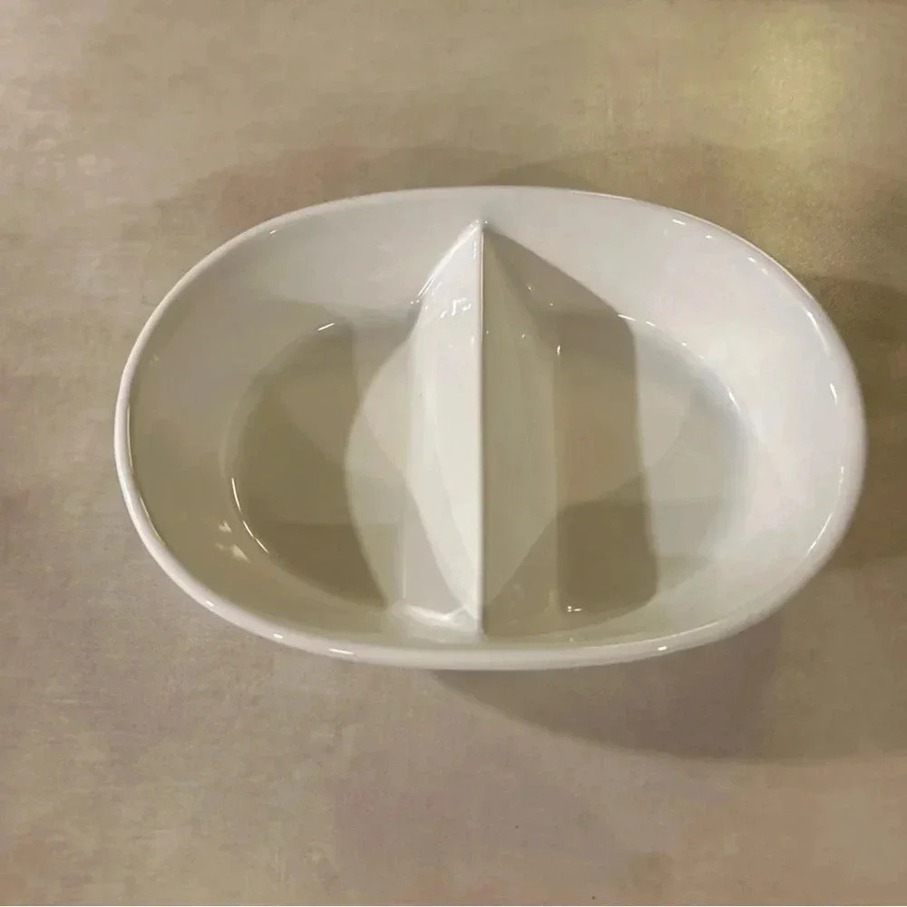 Vintage Mount Clements pottery divided dish white